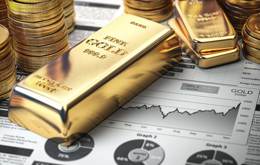 70276155007 gold bars ingots coins set atop precious metal financial report charts getty 70276155007 gold bars ingots coins set atop precious metal financial report charts getty